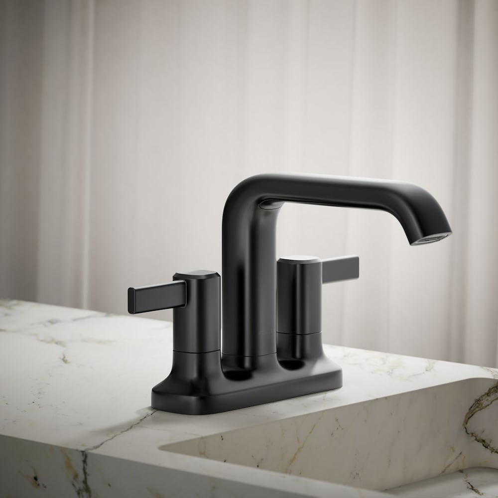 Robinet de lavabo de salle de bain à 2 poignées central Ashan en noir