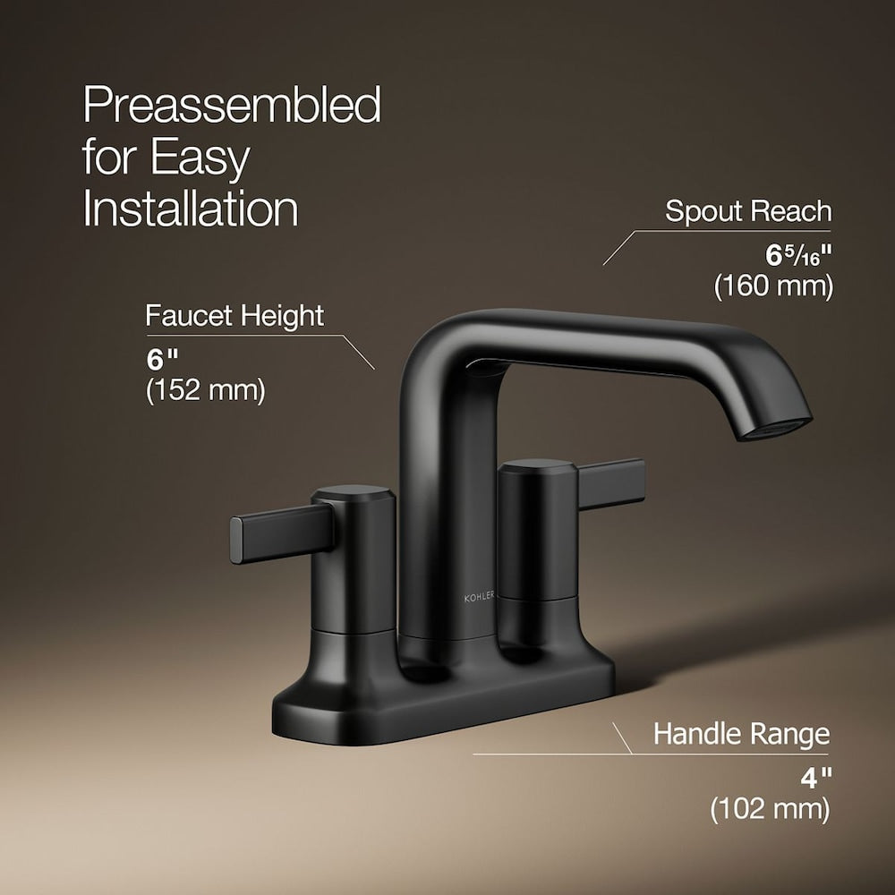 Robinet de lavabo de salle de bain à 2 poignées central Ashan en noir