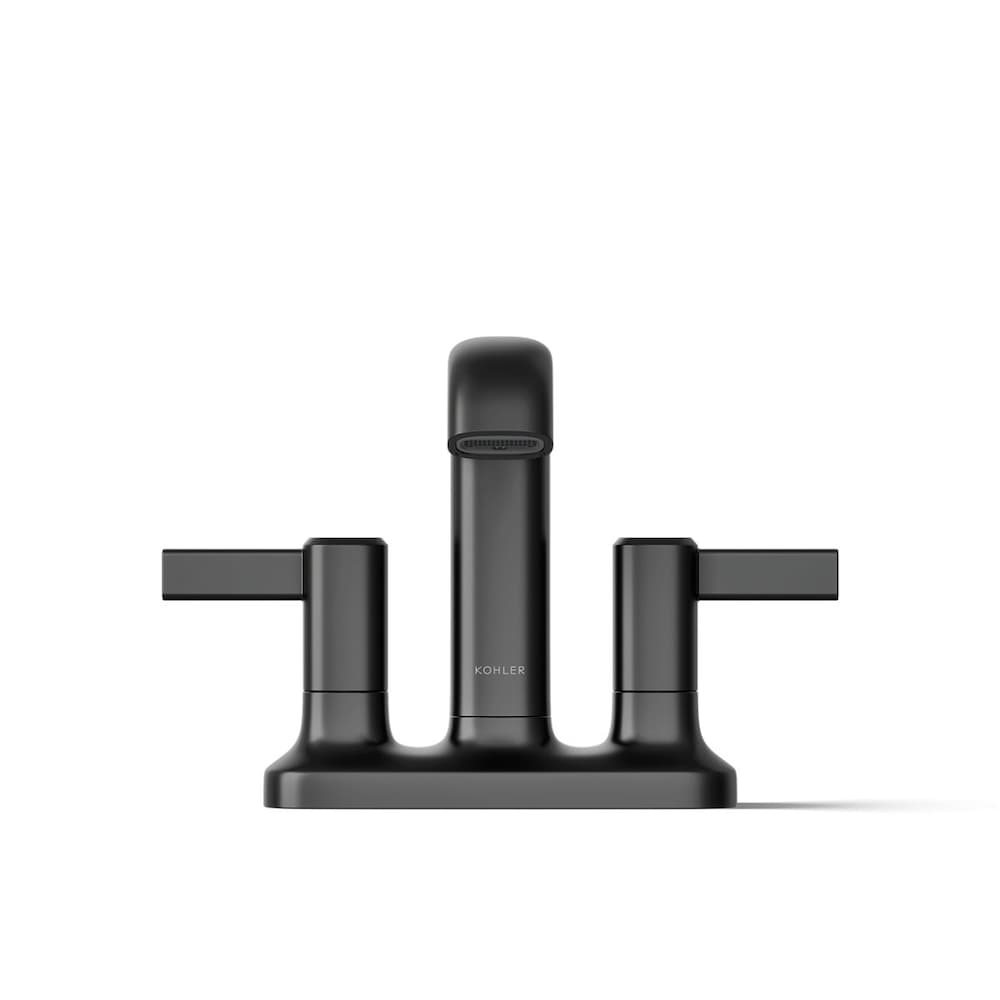 Robinet de lavabo de salle de bain à 2 poignées central Ashan en noir