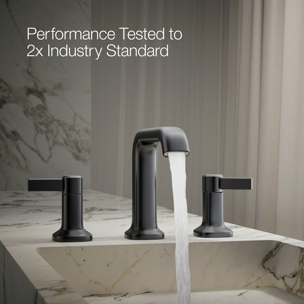 Robinet de lavabo de salle de bain à 2 poignées à large portée Ashan en noir