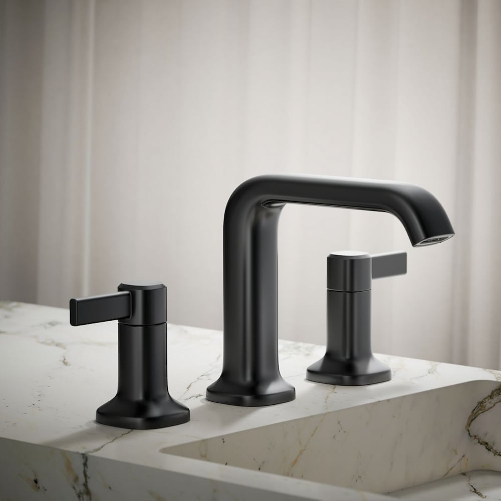 Robinet de lavabo de salle de bain à 2 poignées à large portée Ashan en noir