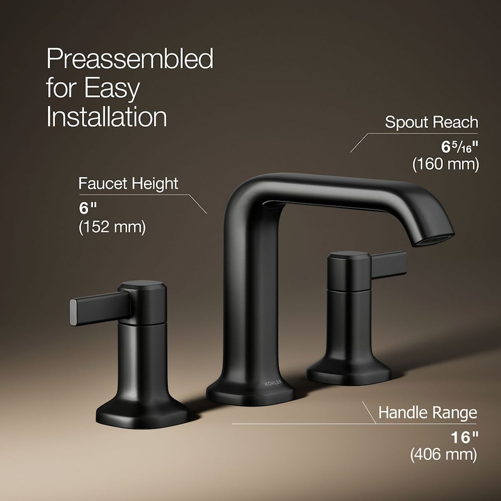 Robinet de lavabo de salle de bain à 2 poignées à large portée Ashan en noir