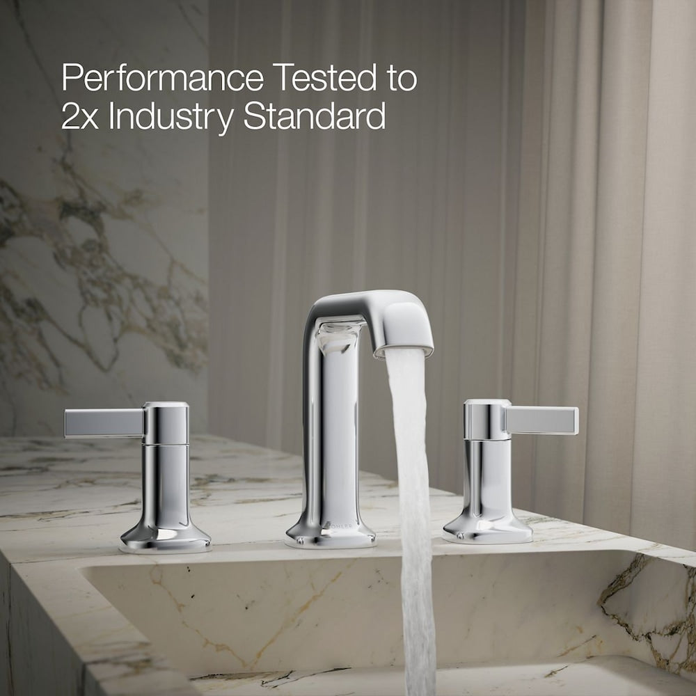 Robinet de lavabo de salle de bain à 2 poignées à large portée Ashan en chrome