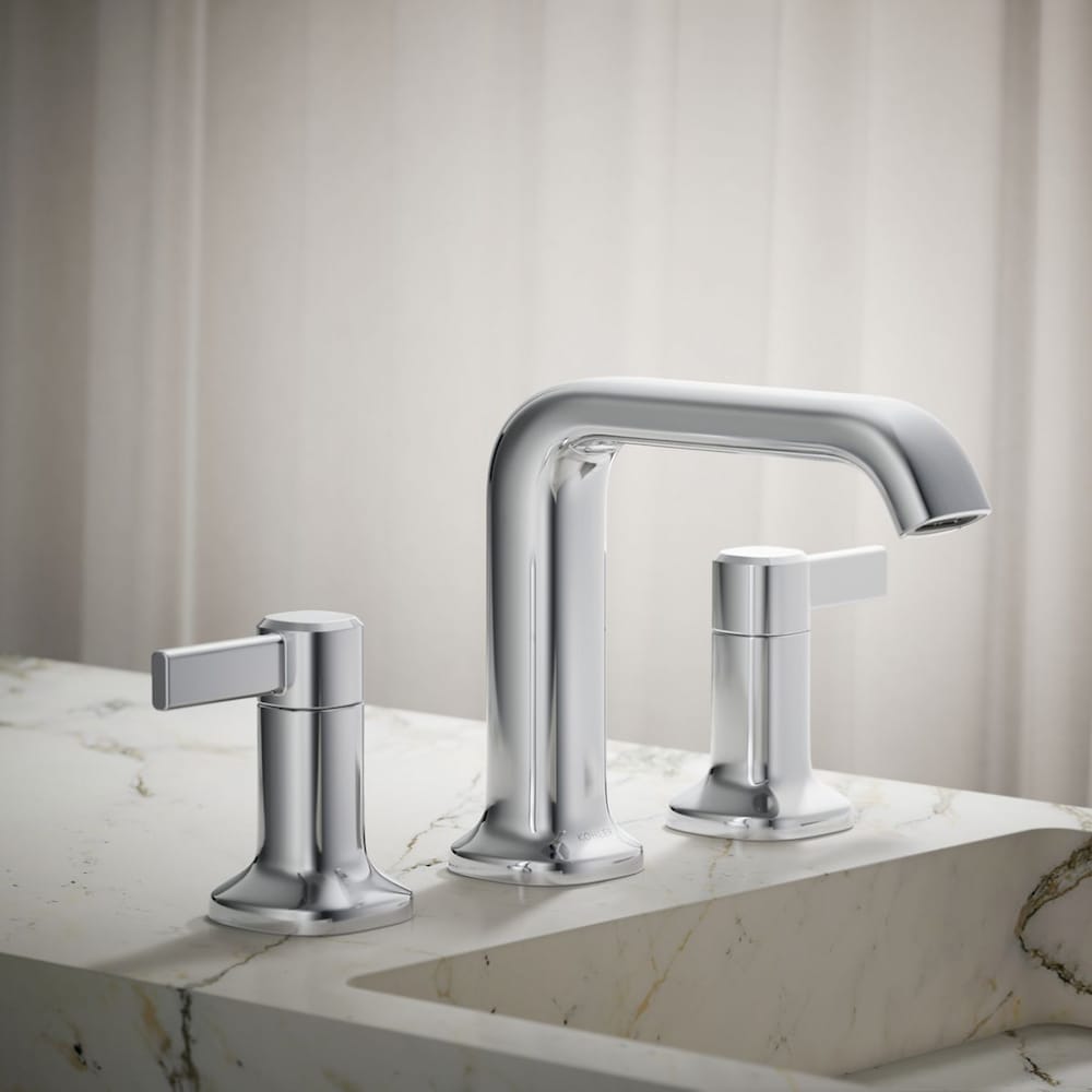 Robinet de lavabo de salle de bain à 2 poignées à large portée Ashan en chrome