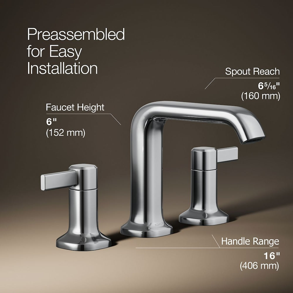 Robinet de lavabo de salle de bain à 2 poignées à large portée Ashan en chrome