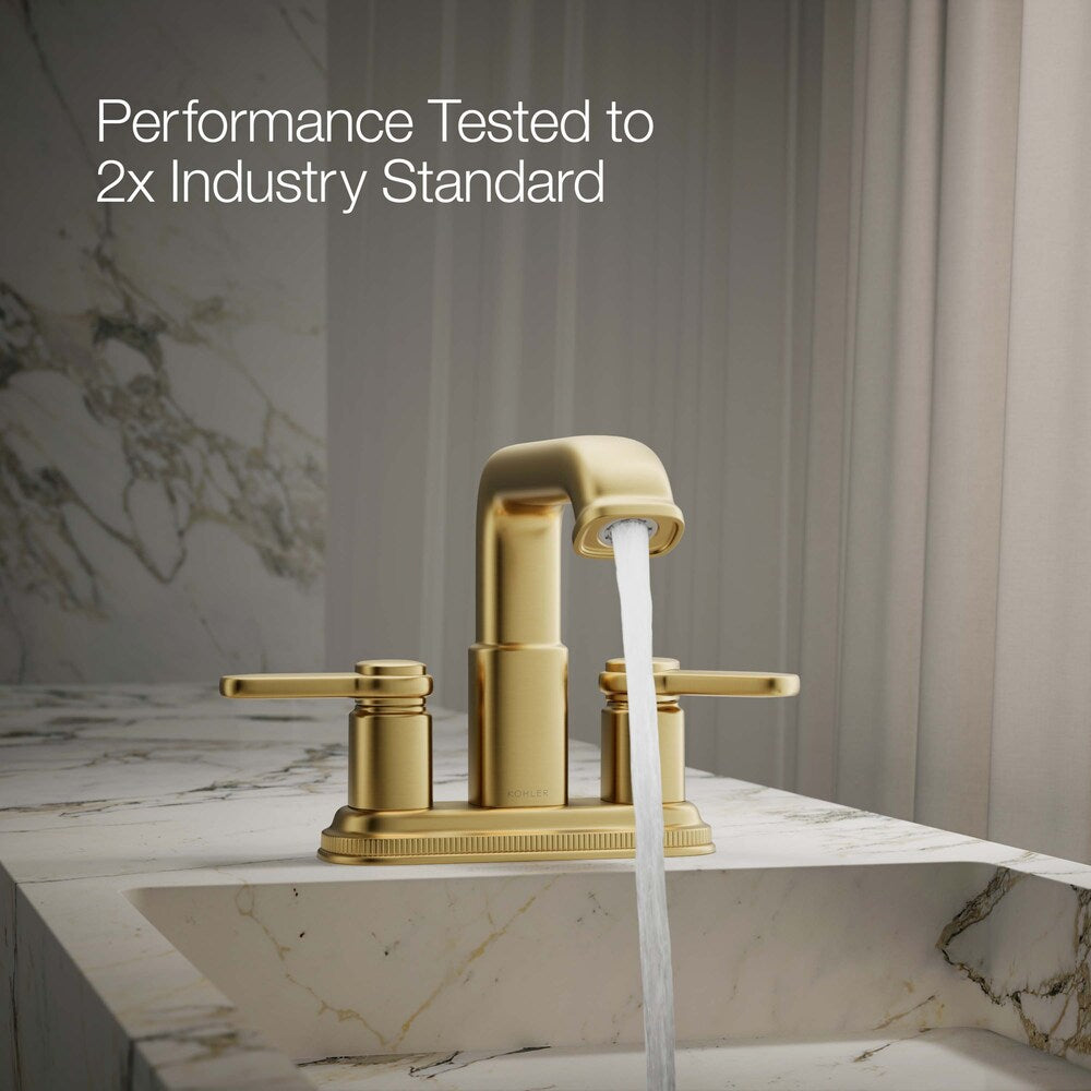 Robinet de lavabo de salle de bain à 2 poignées central Numista en or