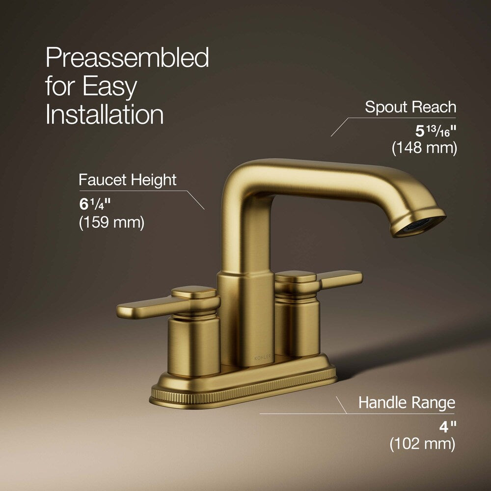 Robinet de lavabo de salle de bain à 2 poignées central Numista en or