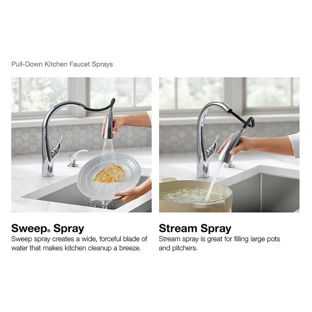 Robinet d'évier de cuisine à poignée unique extractible Avi en chrome