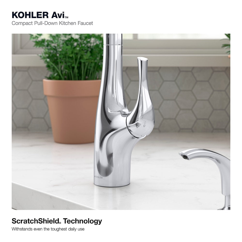 Robinet d'évier de cuisine à poignée unique extractible Avi en chrome