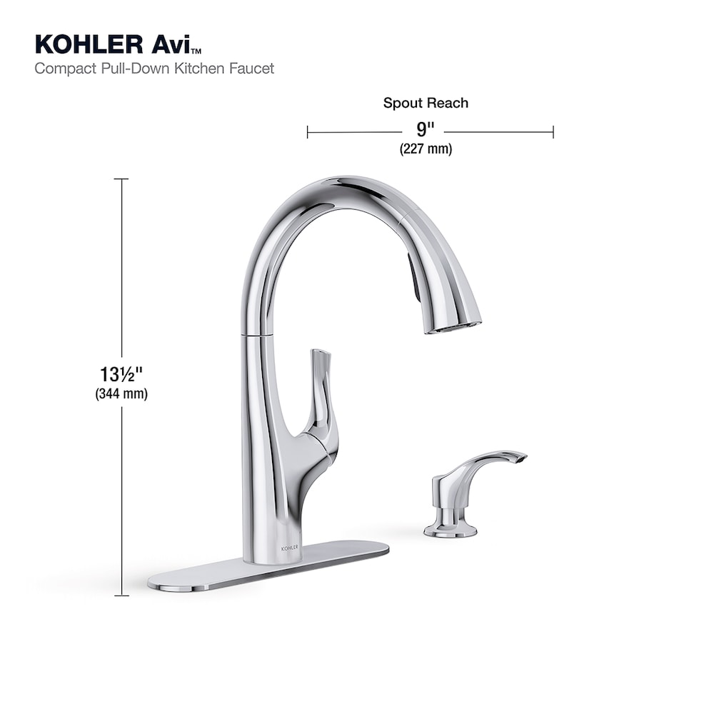 Robinet d'évier de cuisine à poignée unique extractible Avi en chrome