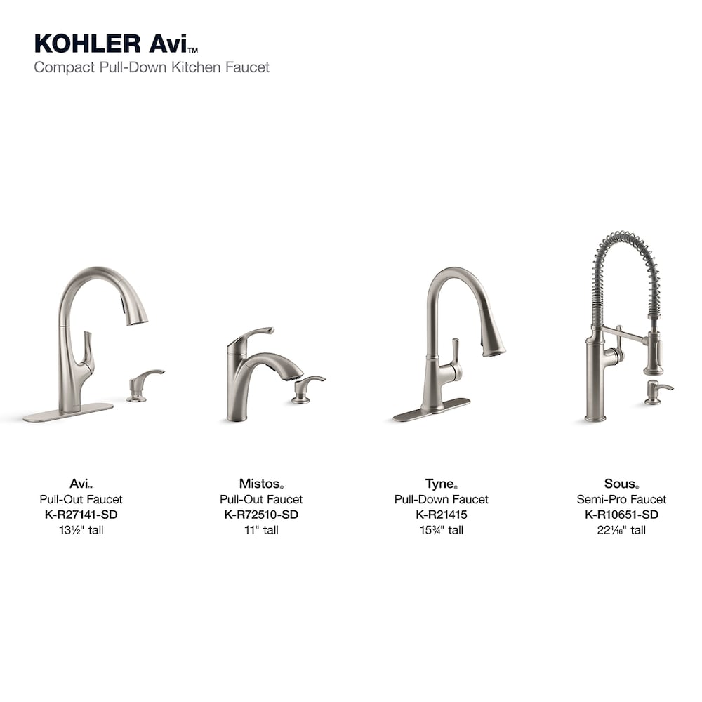 Robinet d'évier de cuisine à poignée unique extractible Avi en acier inoxydable vibrant