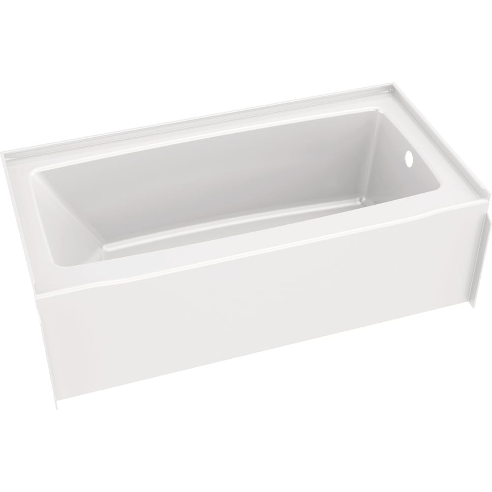Baignoire en alcôve rectangulaire Classic 500 de 60 po x 30 po avec drain à droite en blanc brillant