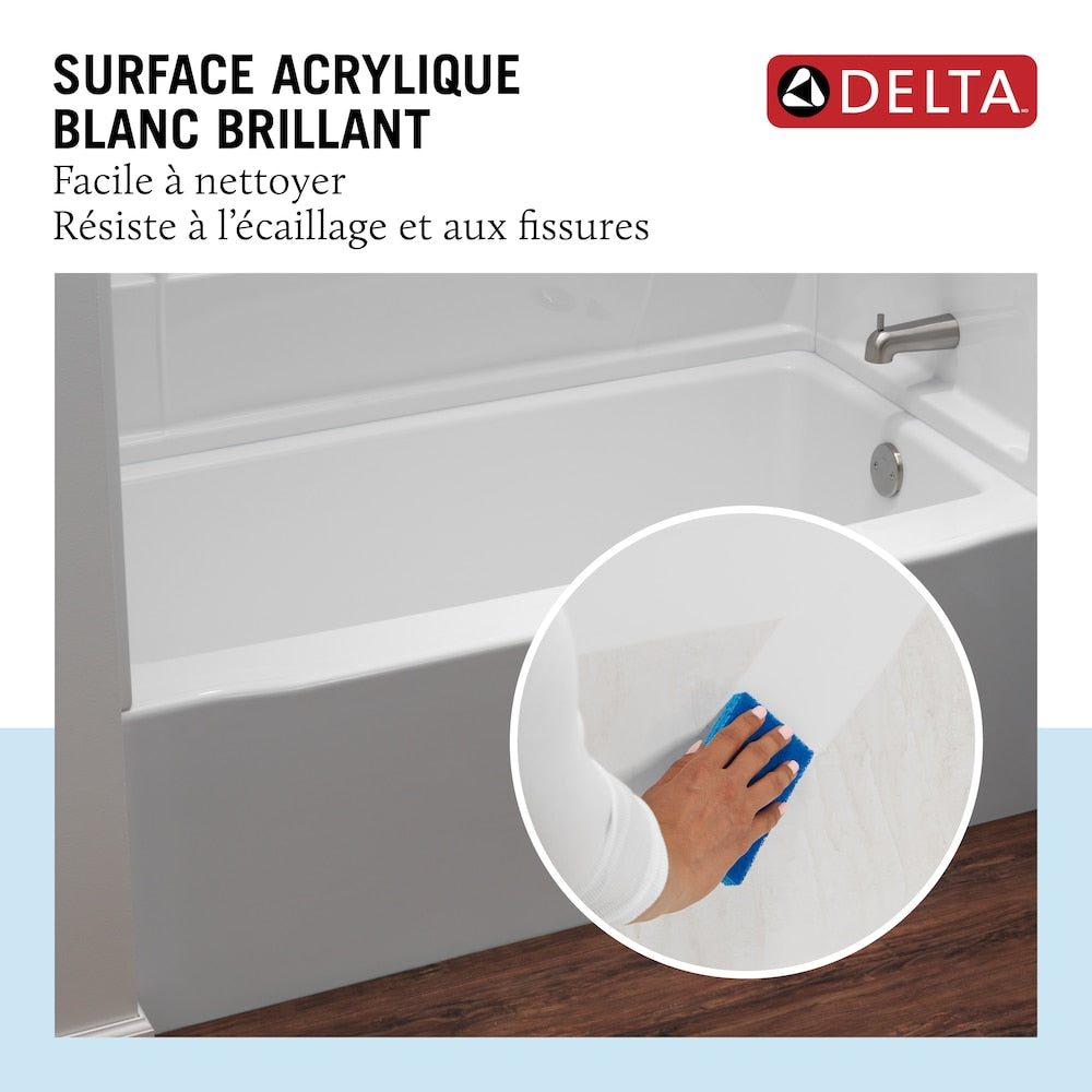 Classic 500 60 in. x 30 in. Left Drain Rectangular Alcove Bathtub in High Gloss White