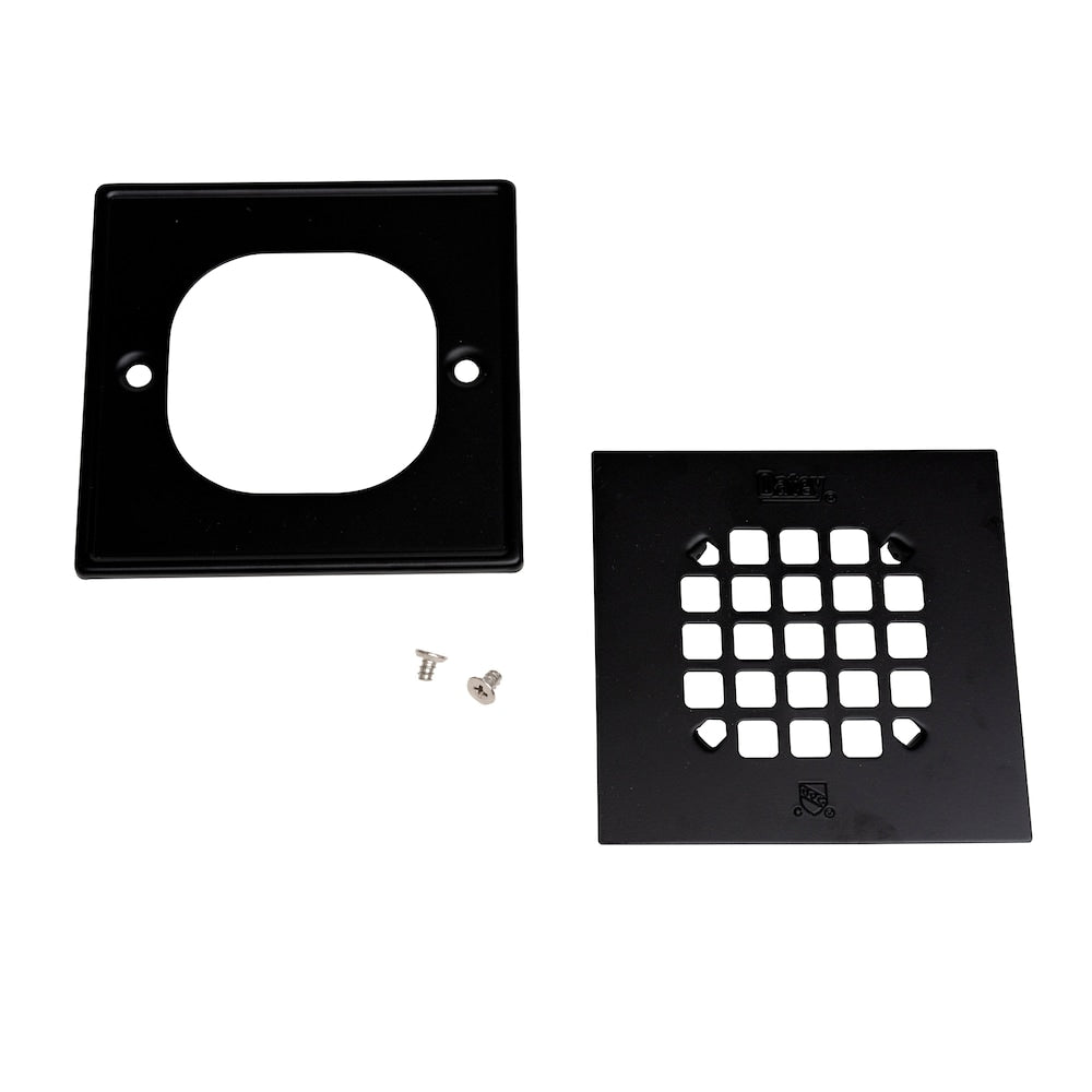 Square Snap In Shower Strainer W/Ring Matte Black
