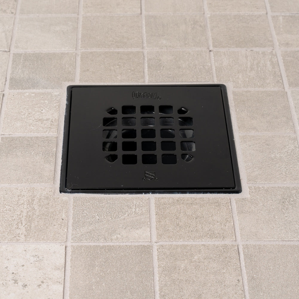 Square Snap In Shower Strainer W/Ring Matte Black