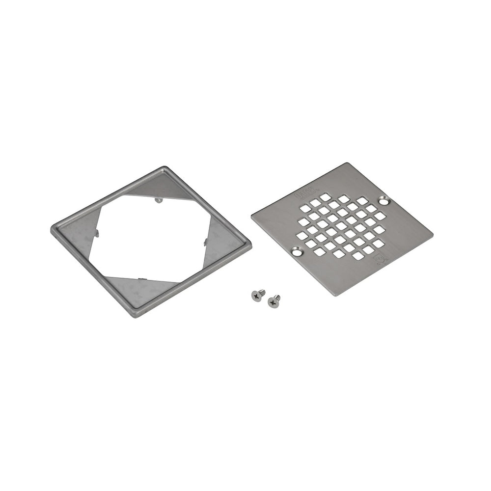 Square Screw In Shower Strainer W/Ring Brush Nickel