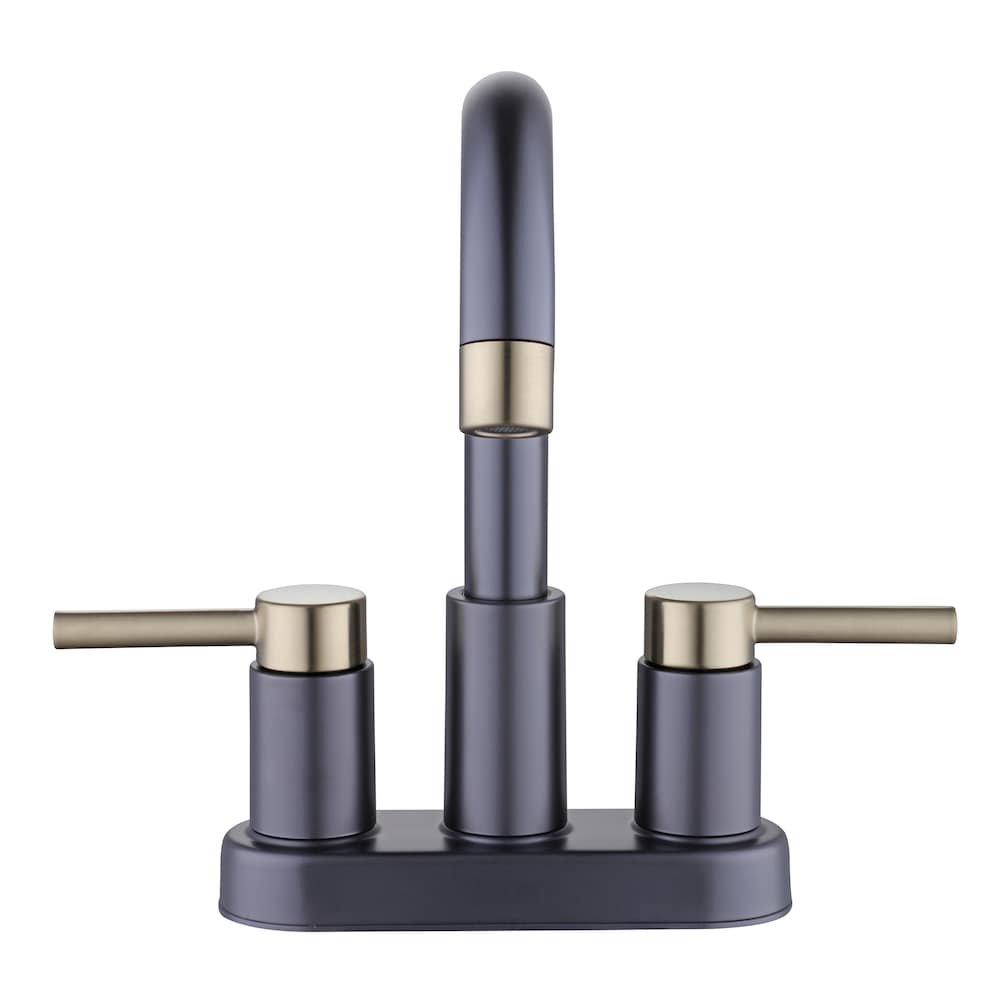 Dorind 4 in. Centerset Double-Handle High-Arc Bathroom Faucet in Matte Black and Matte Gold
