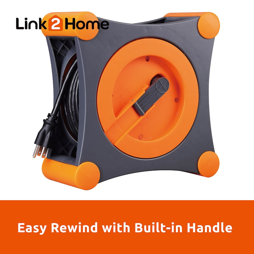 Cord Reel 35 ft. Extension Cord 4 Power Outlets - 14 AWG SJTW Cable