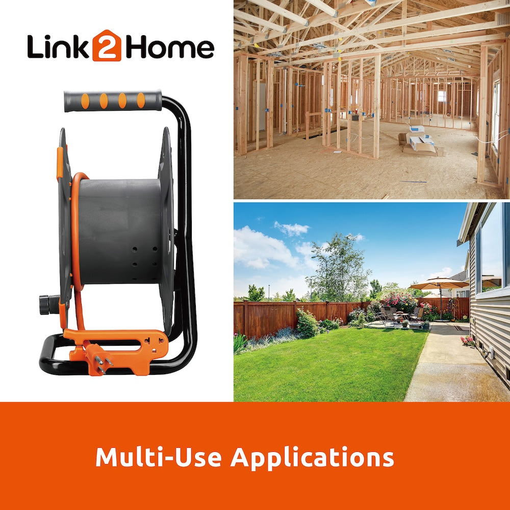 Cord Reel Cable Management 3 ft. 4 Power Outlets - 14 AWG SJTW Cable