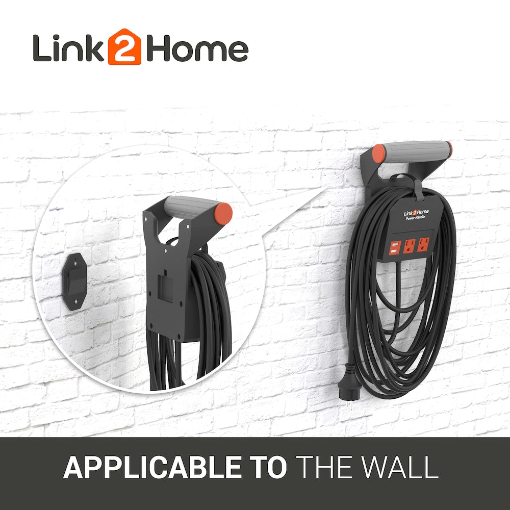 Power Handle 20 ft. Extension Cord 2 Power Outlets with USB - 14 AWG SJT Cable