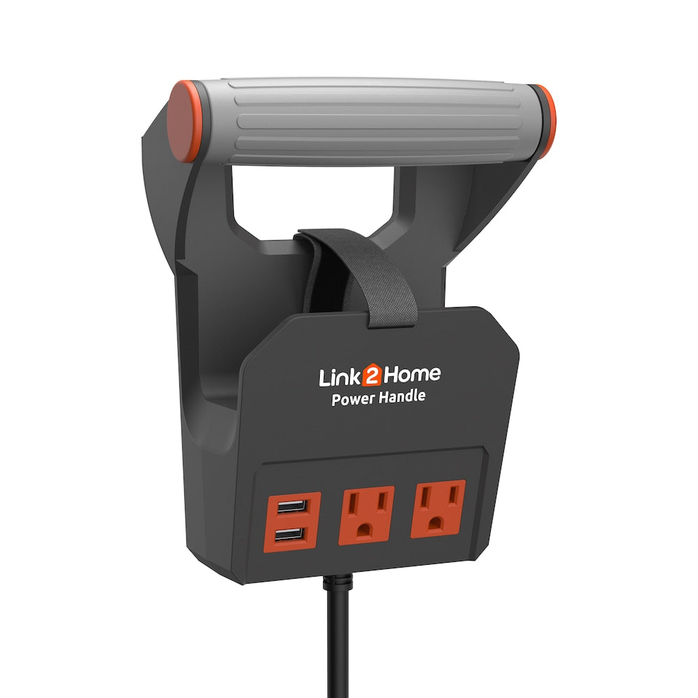 Power Handle 20 ft. Extension Cord 2 Power Outlets with USB - 14 AWG SJT Cable