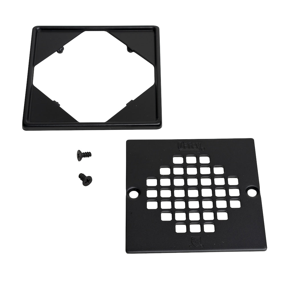 Square Screw In Shower Strainer W/Ring Matte Black