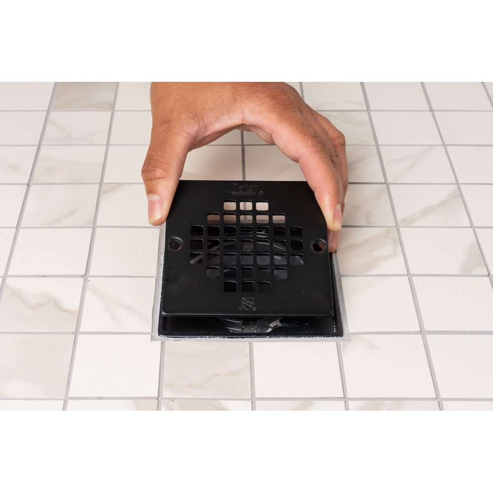 Square Screw In Shower Strainer W/Ring Matte Black