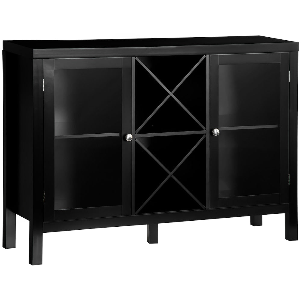 Sideboard Buffet Cabinet W/ X-Shaped Wine Rack for Living Room Black