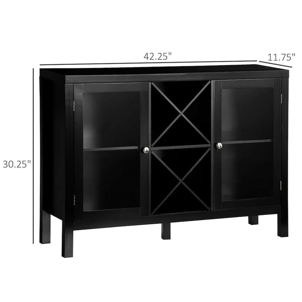 Sideboard Buffet Cabinet W/ X-Shaped Wine Rack for Living Room Black