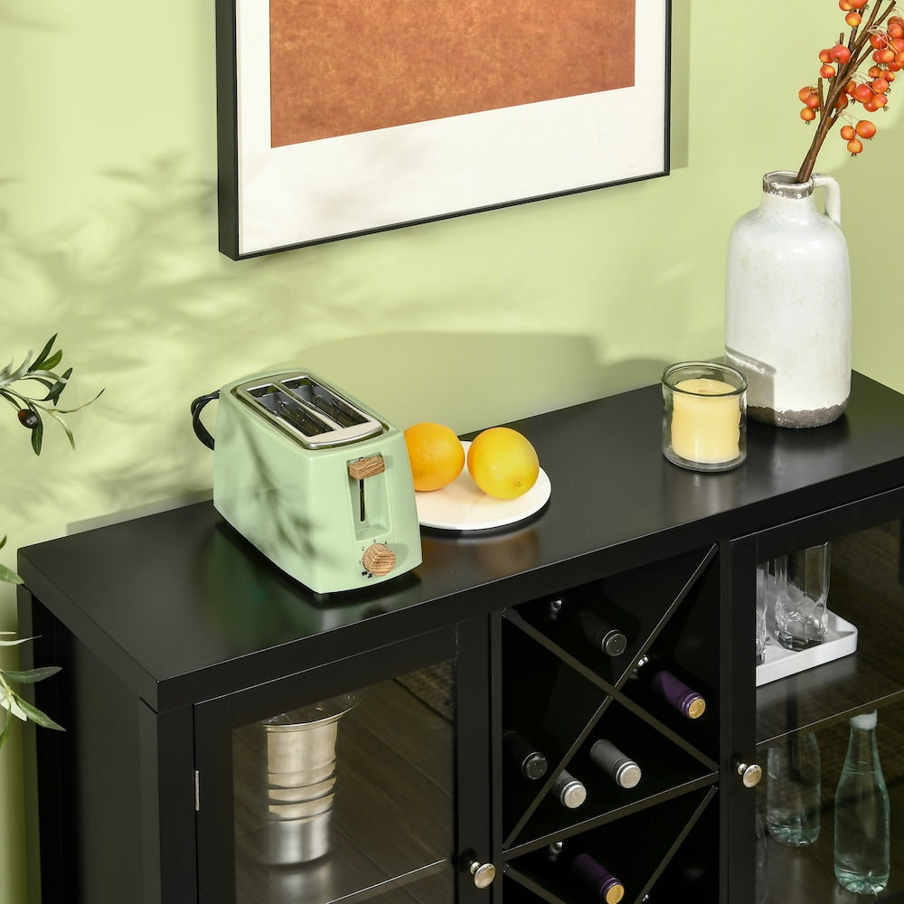 Sideboard Buffet Cabinet W/ X-Shaped Wine Rack for Living Room Black