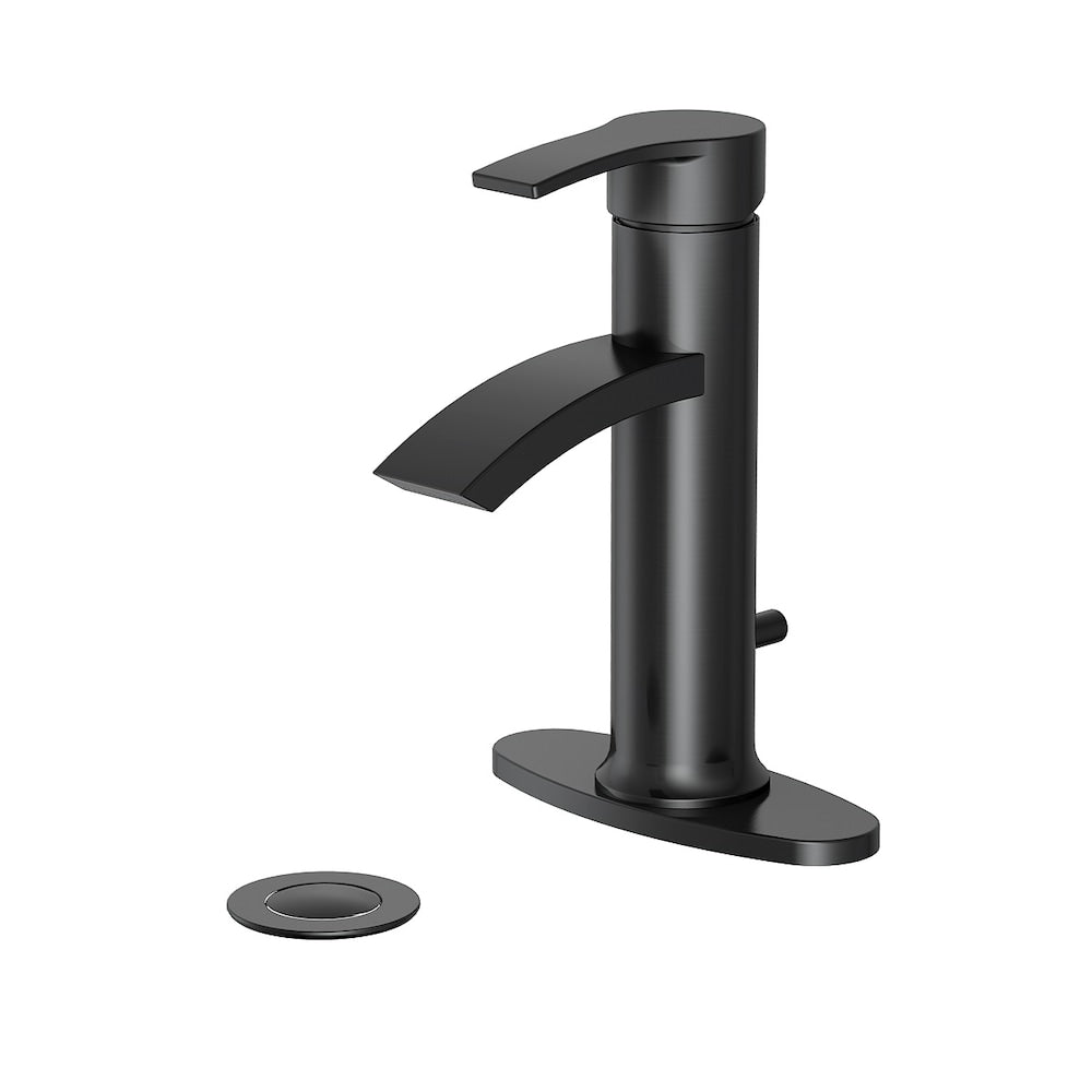 Robinet de salle de bain à poignée unique et trou unique en noir mat