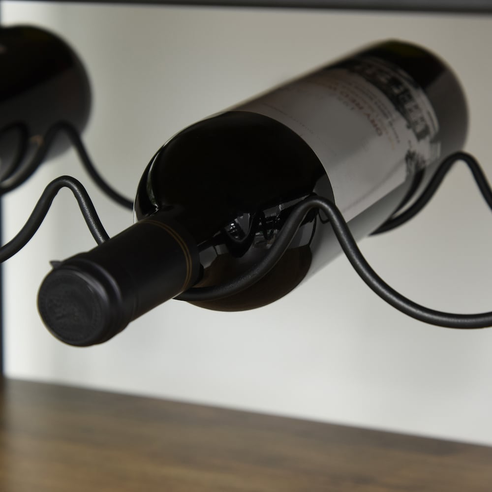 30.25-inch W Bar Rolling Cart Kitchen Island Trolley 5-bottle Wine Rack Serving Tray in Brown