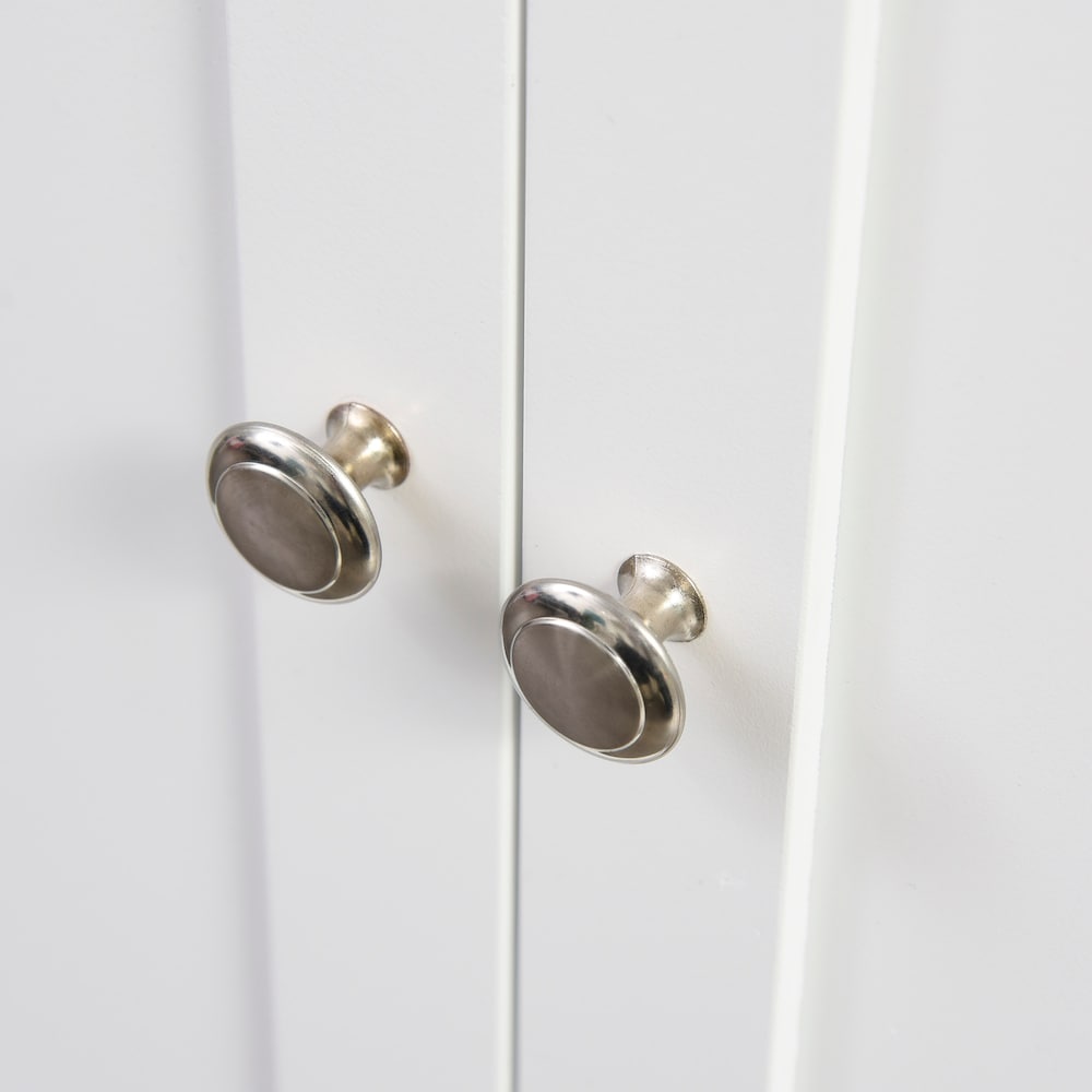 35-inch W Rolling Kitchen Island Trolley Cart Rubber Wood Top, Large Spice Rack in White