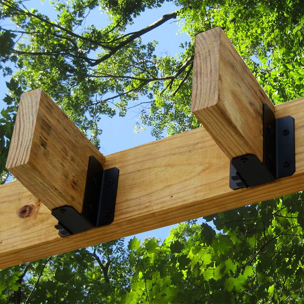 2-inch x 6-8-inch Joist Hanger Flush Black Galvanized Powder Coated - Ironwood - 6 pack