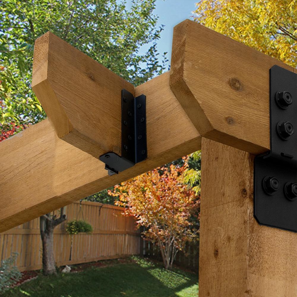 2-inch x 8-10-inch Joist Hanger Flush Black Galvanized Powder Coated - Ironwood - 4 pack