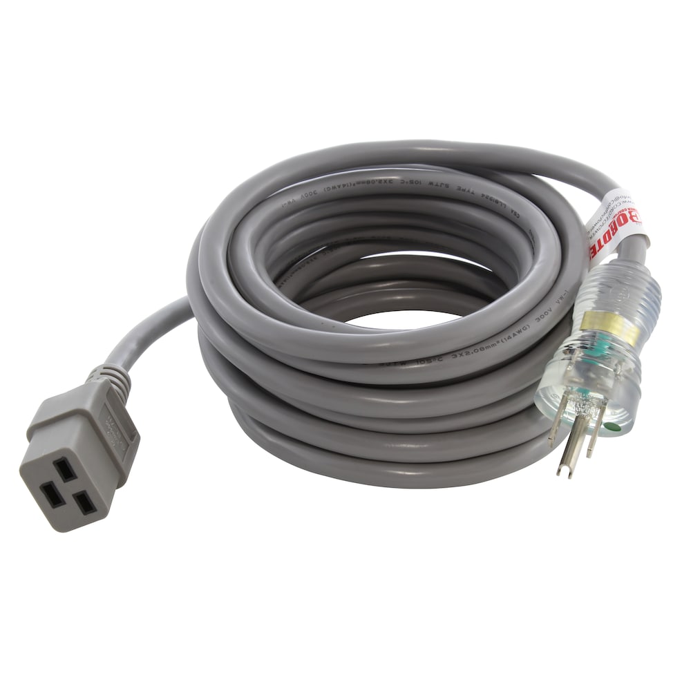 15ft 14/3 15A Medical Grade Power Cord With IEC C19 Connector