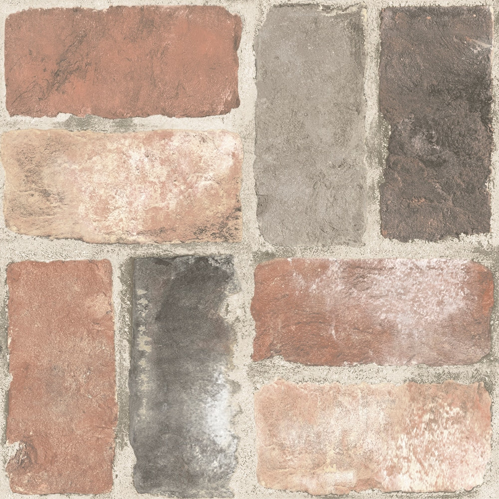 Carreaux de sol en vinyle adhésifs Harvard Brick Red 12 po x 12 po (20 pi2/boîte)