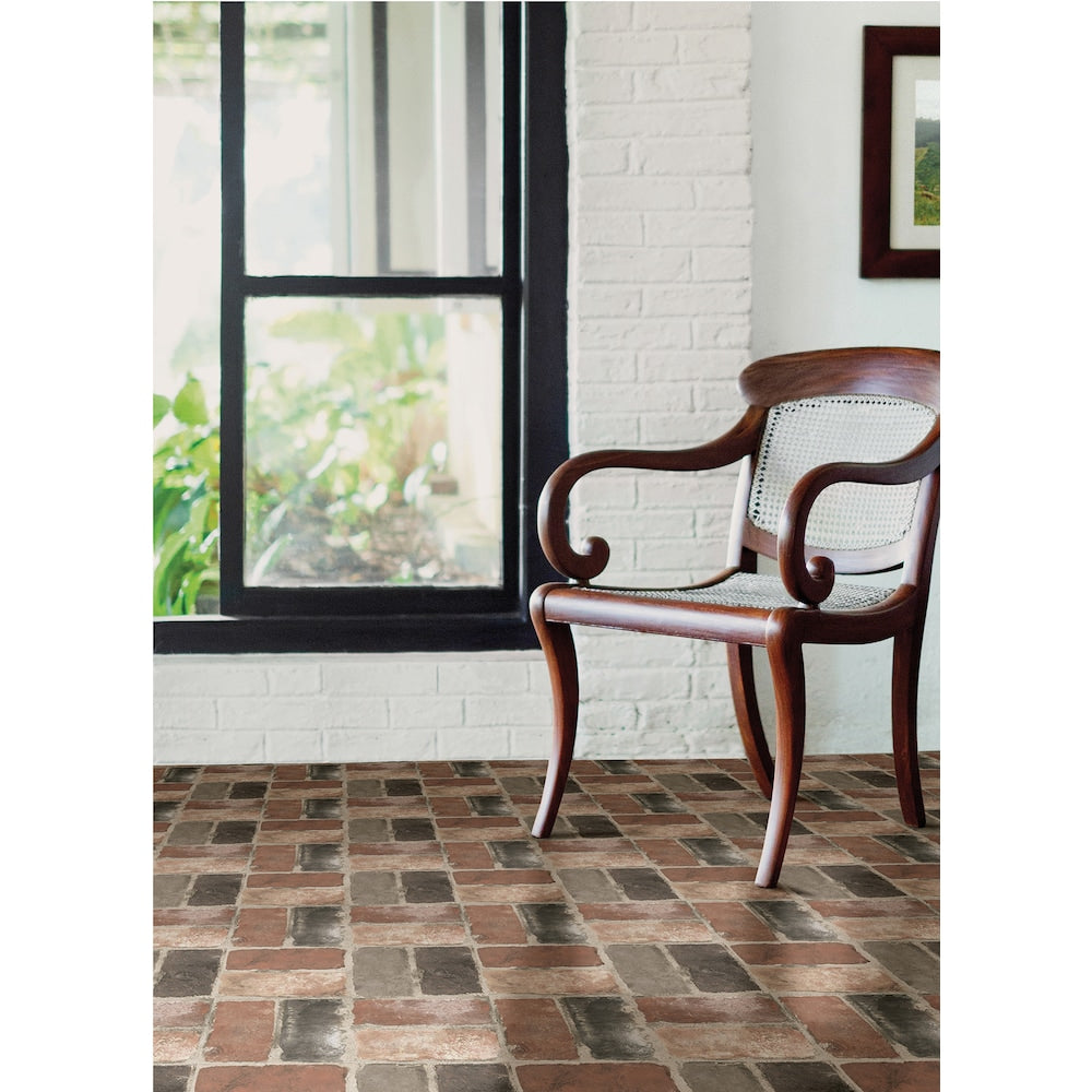 Carreaux de sol en vinyle adhésifs Harvard Brick Red 12 po x 12 po (20 pi2/boîte)