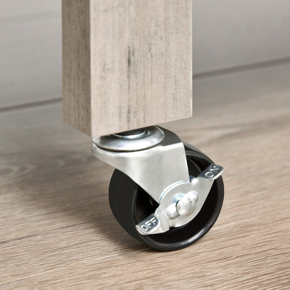 42.5-inch W MDF Top Kitchen Cart Rolling Kitchen Island Utility Trolley Wine Rack in Grey