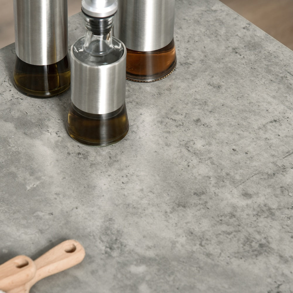 42.5-inch W MDF Top Kitchen Cart Rolling Kitchen Island Utility Trolley Wine Rack in Grey