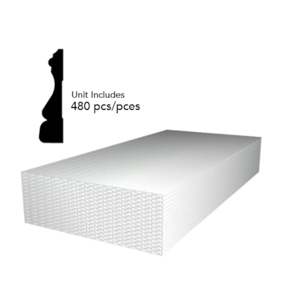 (48 Packs /480 pcs) 5/8-inch x 2 1/2-inch x 84-inch Colonial MDF Primed Fibreboard Casing