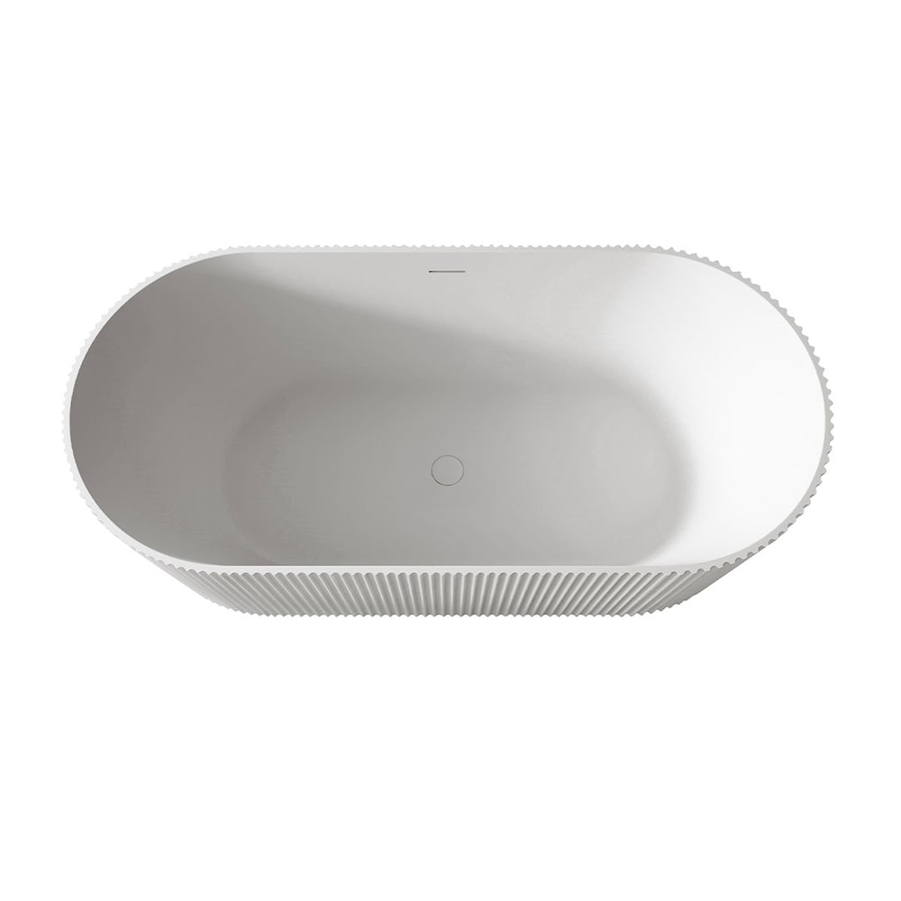 Florence 4.9 ft. Freestanding Oval Bathtub with Center Drain in Glossy White