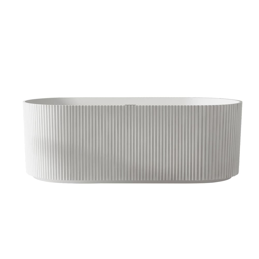 Florence 4.9 ft. Freestanding Oval Bathtub with Center Drain in Glossy White