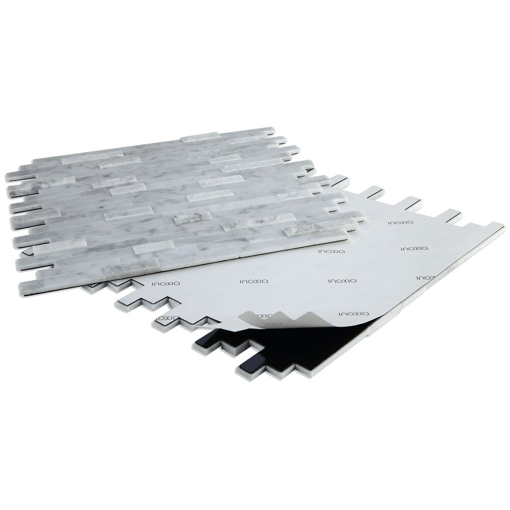 Échantillon à emporter - Carreaux autocollants en marbre Camarillo White 4 po x 4 po x 5 mm (0,11 pi2/unité)