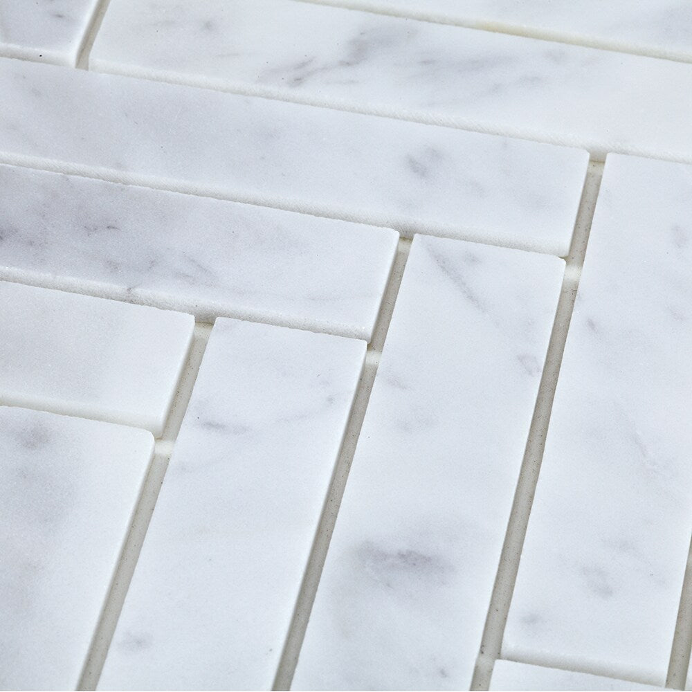 Échantillon à emporter - Carreaux autocollants en marbre blanc Oahu, 4 po x 4 po x 5 mm (0,11 pi2/unité)