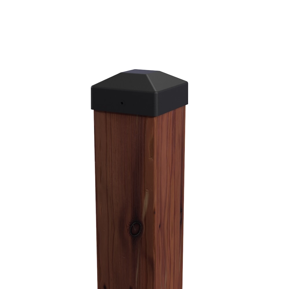 4-inch x 4-inch Black Rigid Plastic Pyramid Post Cap for Deck or Fence Gate