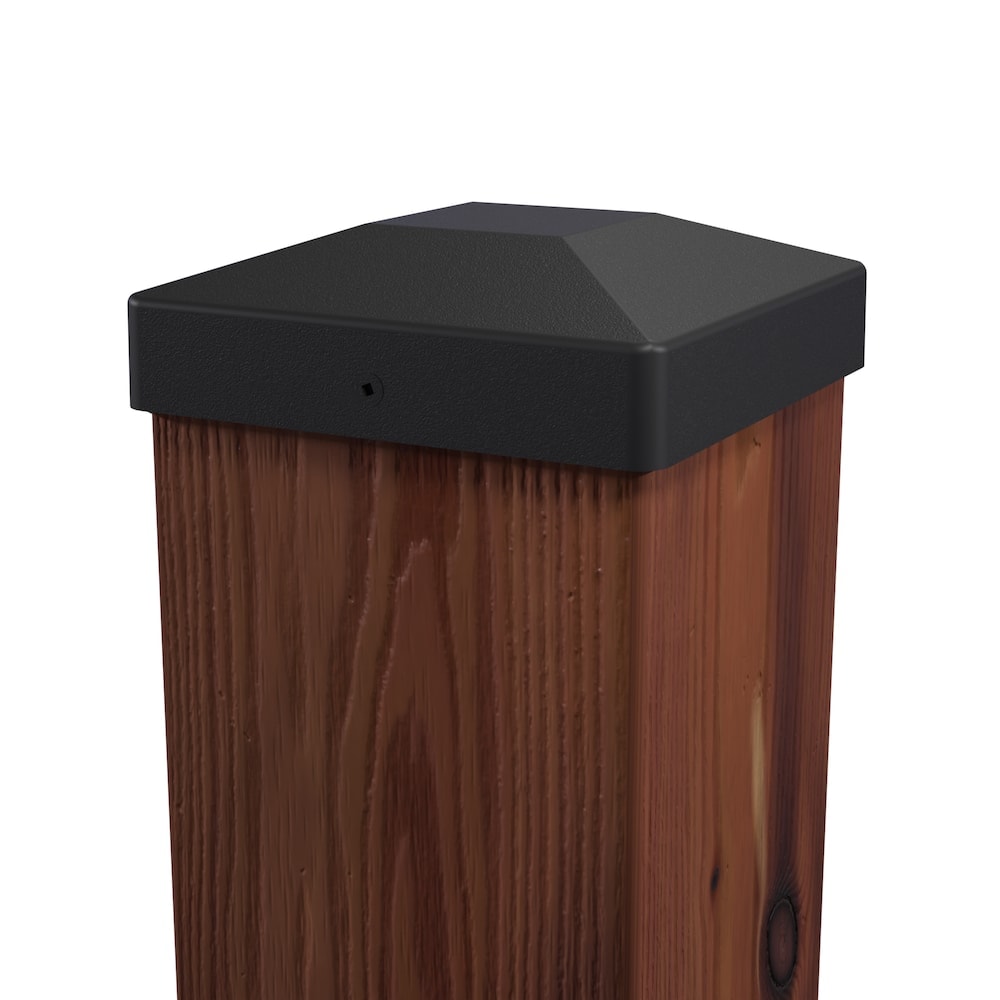 6-inch x 6-inch Black Rigid Plastic Post Cap for Deck or Fence Gate