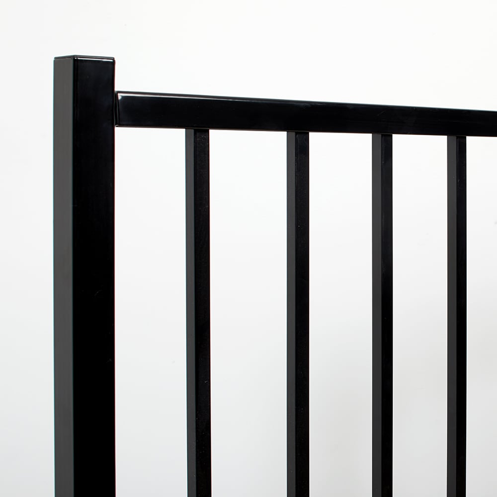 Versai 4 ft. W x 4 ft. H Gloss Black Steel Flat Top and Bottom Design Fence Gate