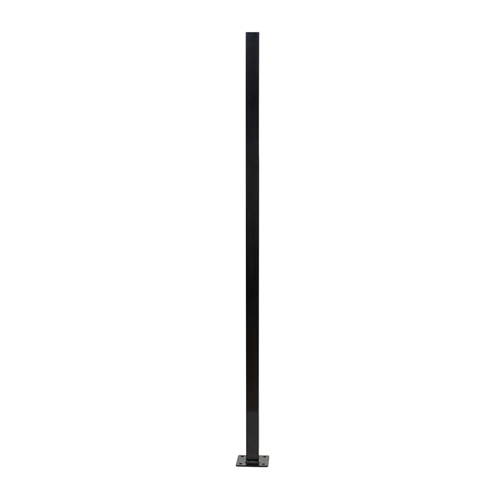 Versai 5' Steel Fence Post with 5" Base Plate Gloss Black