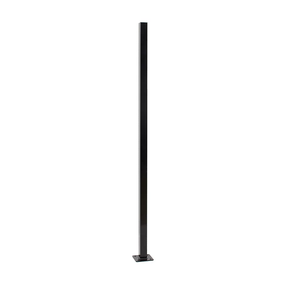 Versai 5' Steel Fence Post with 5" Base Plate Gloss Black
